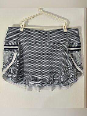 Lucky in Love Navy and White Pickleball Tennis Skirt Women’s XL Built-in Shorts